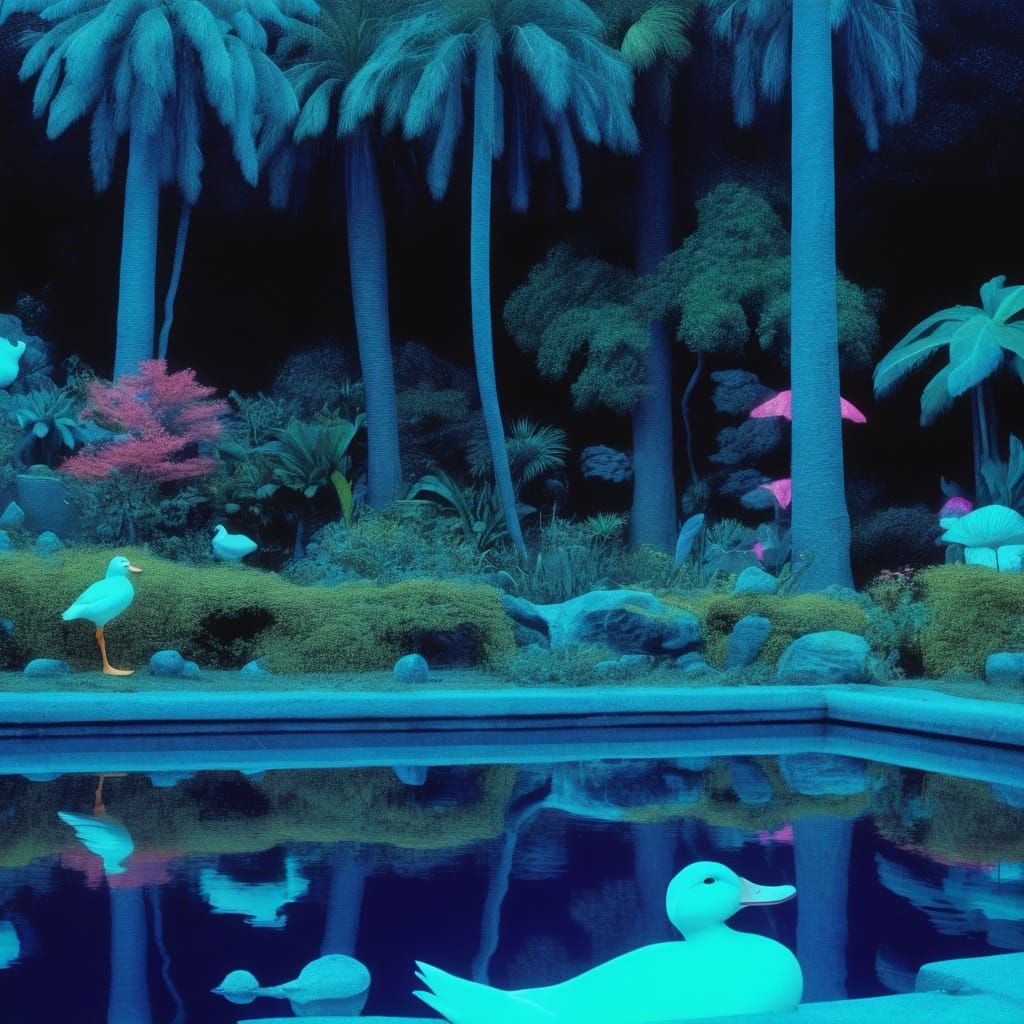 Dancing Duckling Dreams in Glitch Art Style