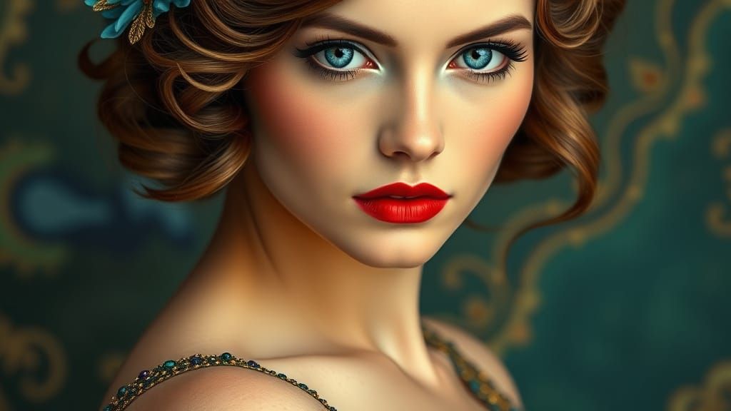 1920s Lady Portrait in Neo Art Nouveau Style