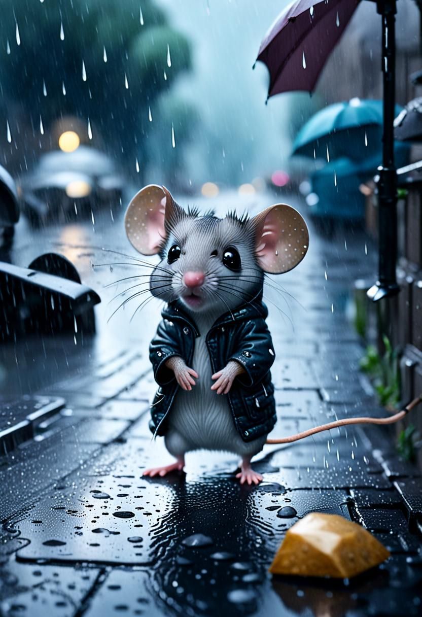 Tiny Mouse in the Rain