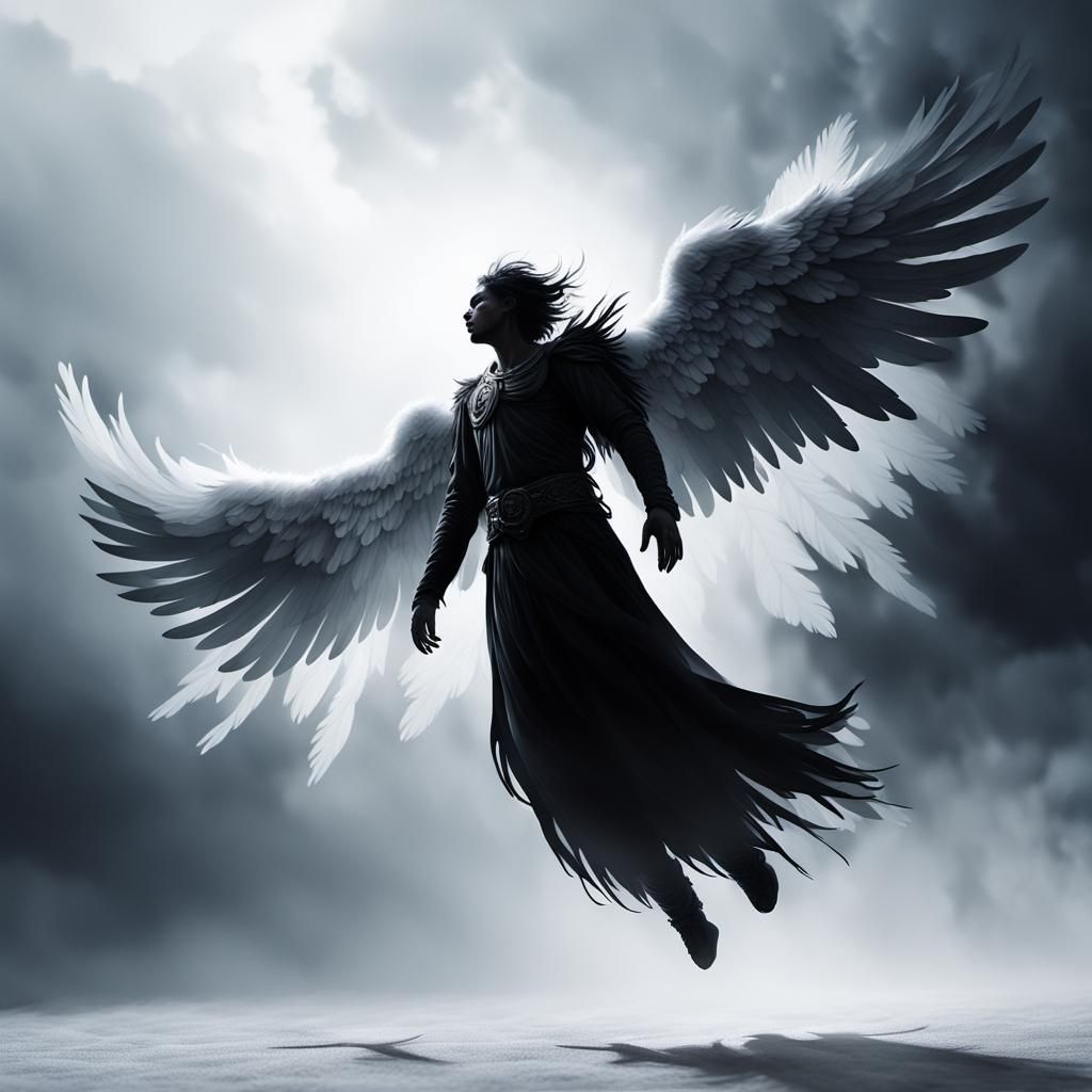 Black Angel Falling: Dark Fantasy Art