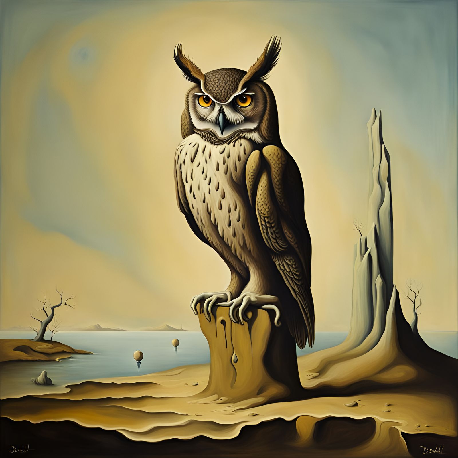 Surreal Introverted Owl in Dali Style