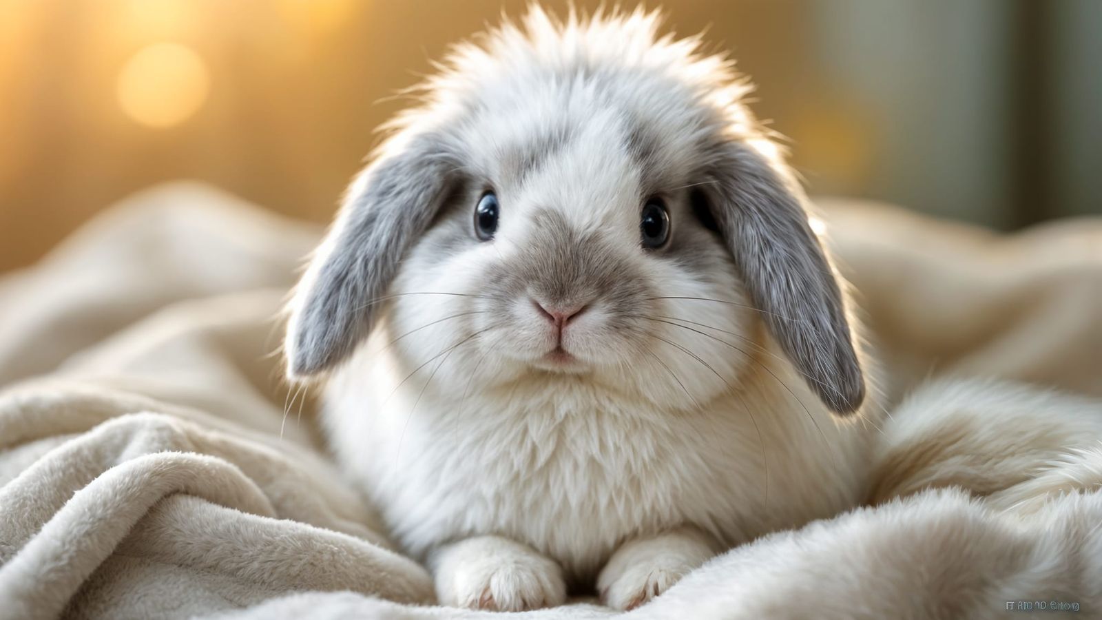 Realistic American Fuzzy Lop Rabbit with Floppy Ears