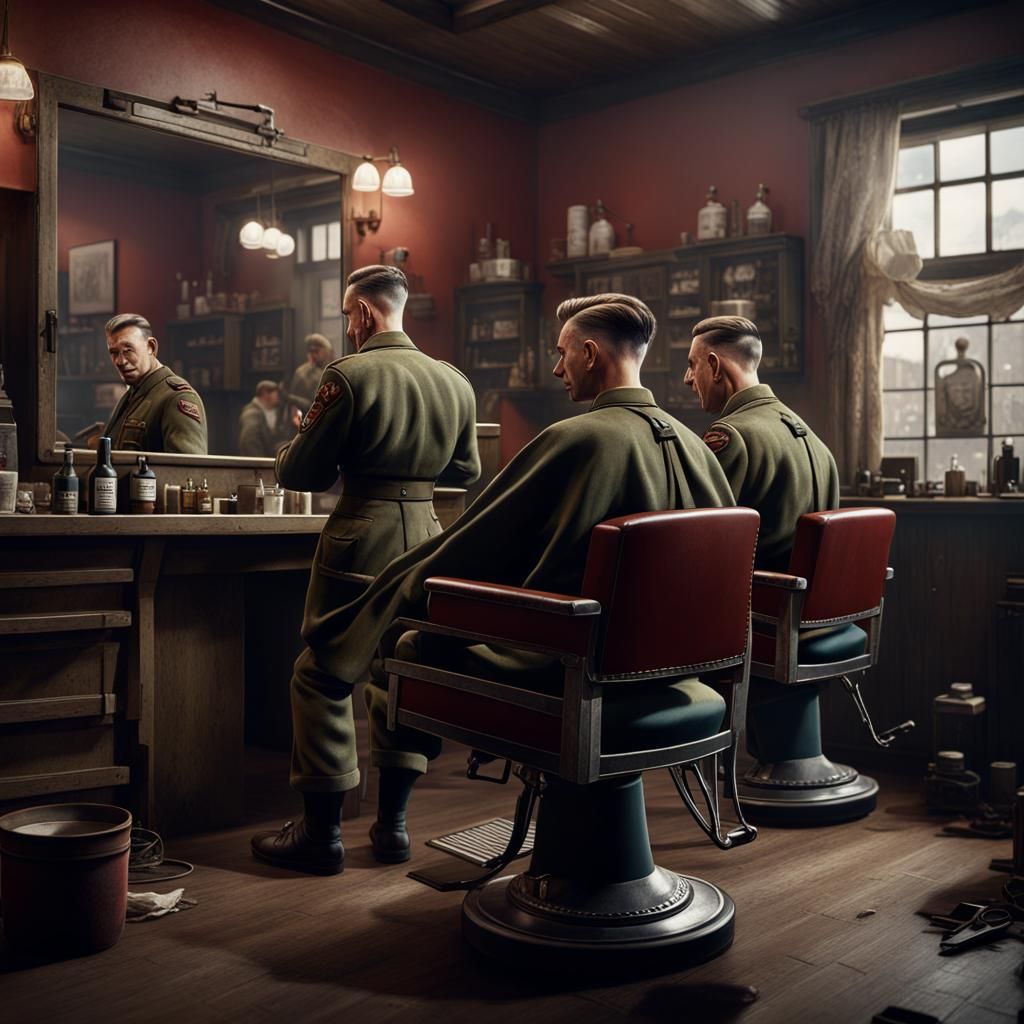 1941: German Soldiers at Jewish Barbershop