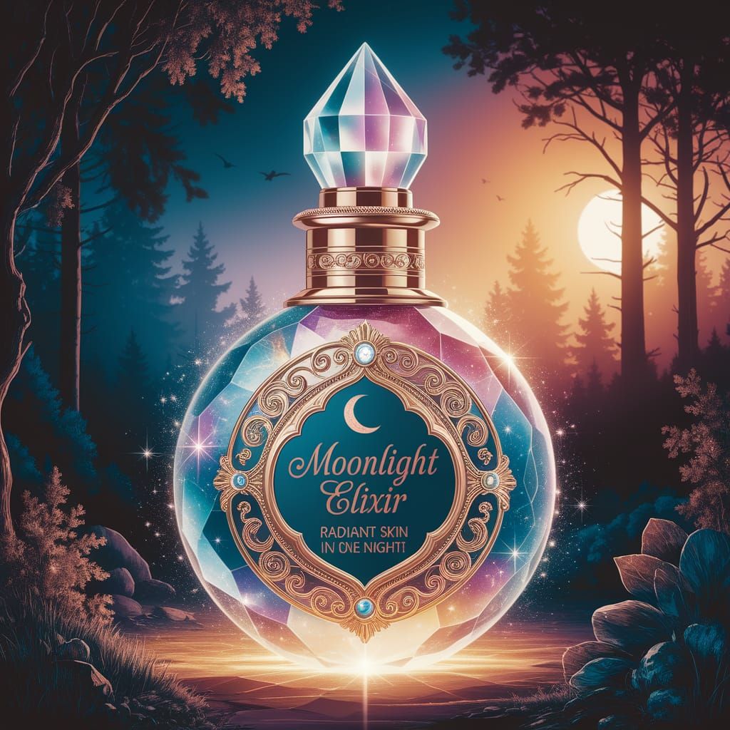 Glowing Moonlight Elixir Beauty Product in Whimsical Forest ...