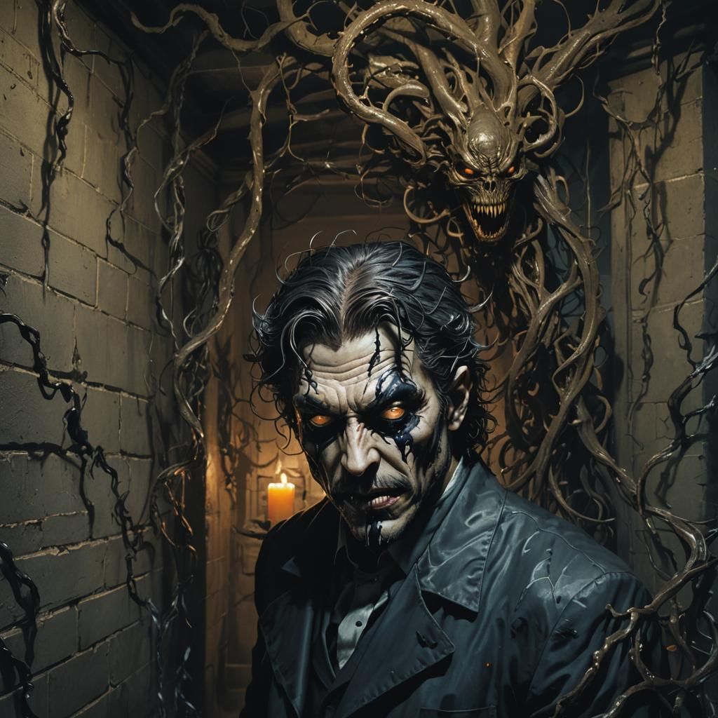 Dr. Hyde and Venom Symbiote in Dark Gothic Lab