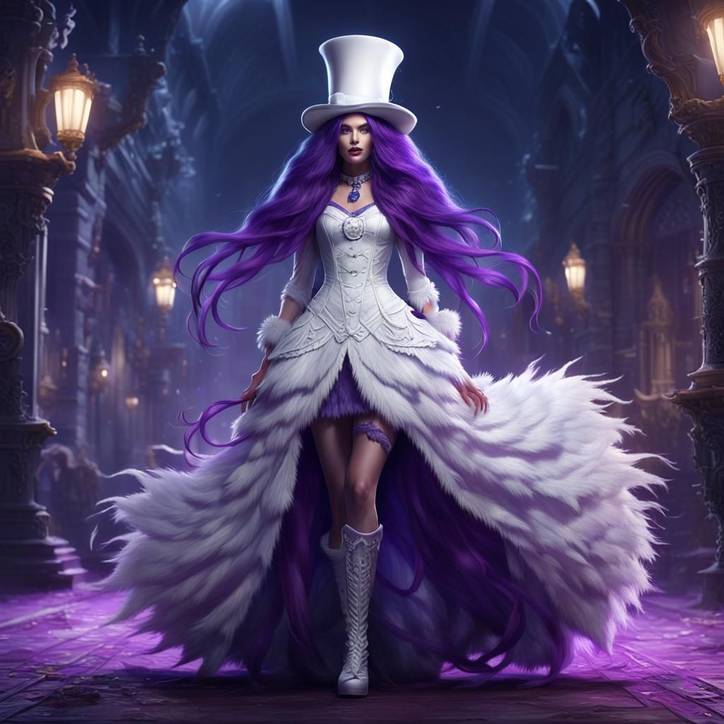 Woman with Purple Hair in Dark Fantasy Art