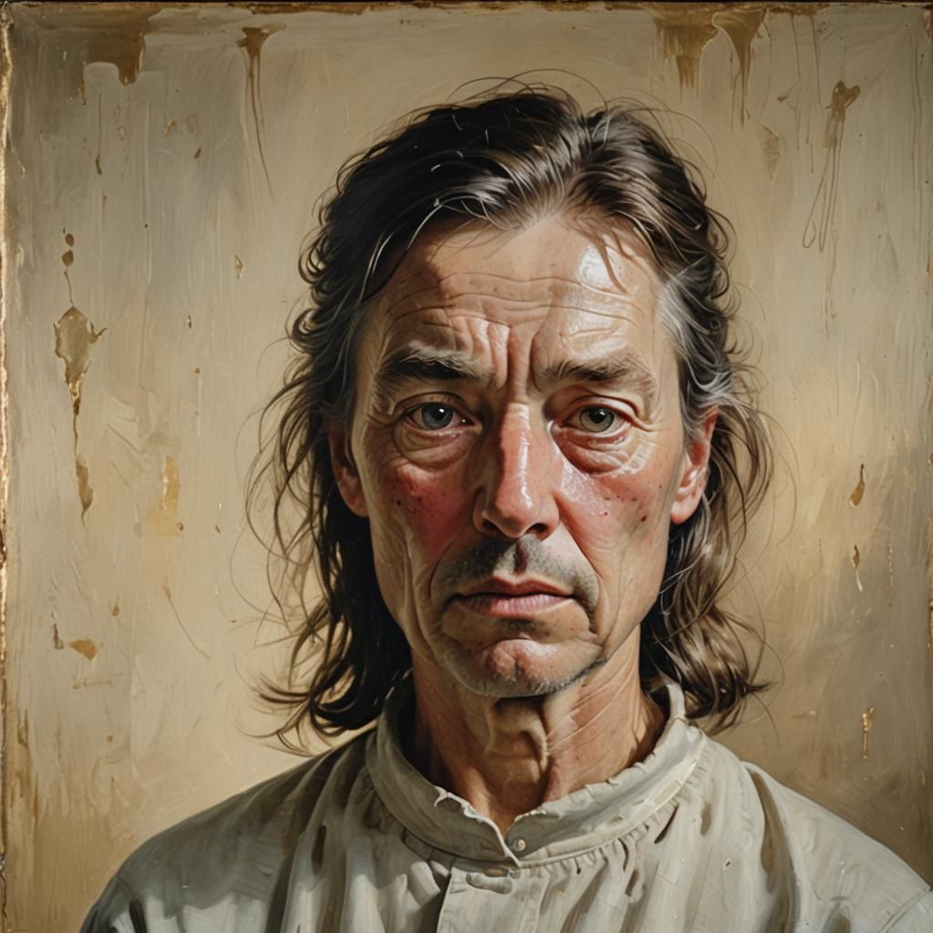 Sad Tea Mug Portrait in Oil Painting Style