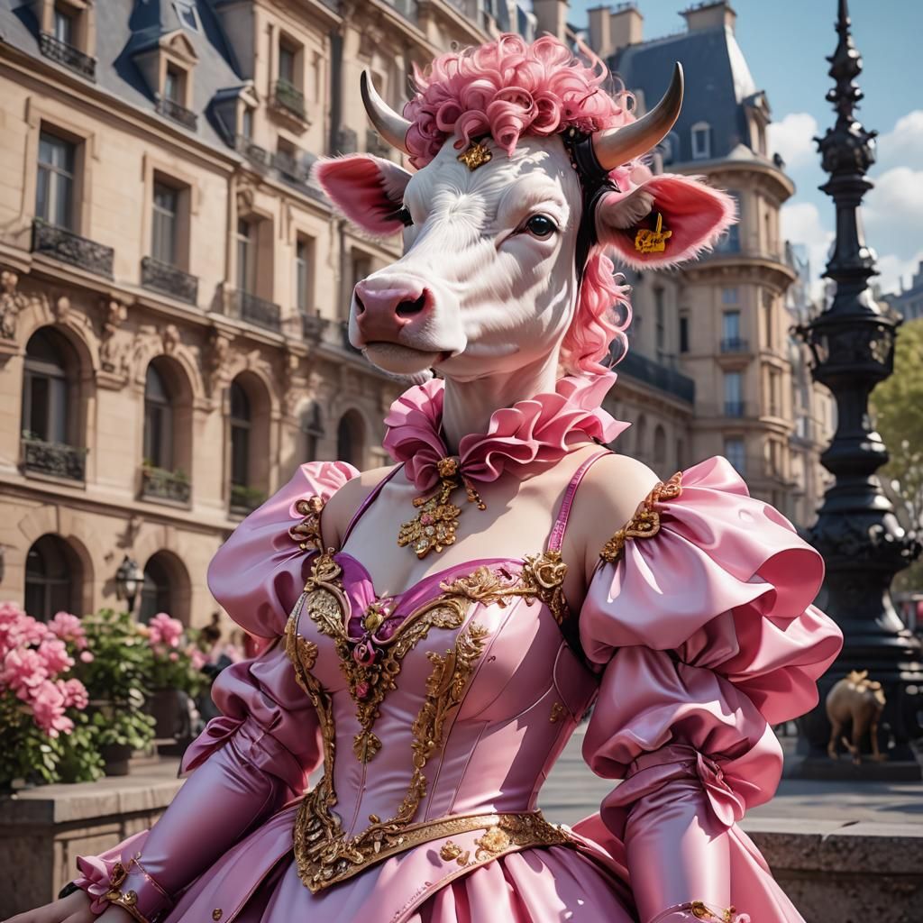 Gertrude the Cow's Paris Photoshoot: 3D Anime Art