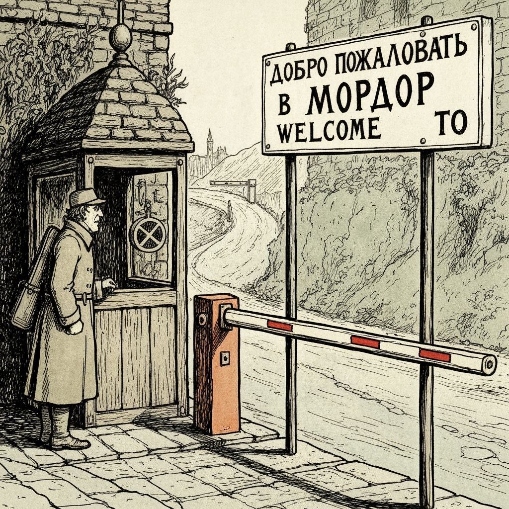 Traveler at Mordor Gate in Gothic Style