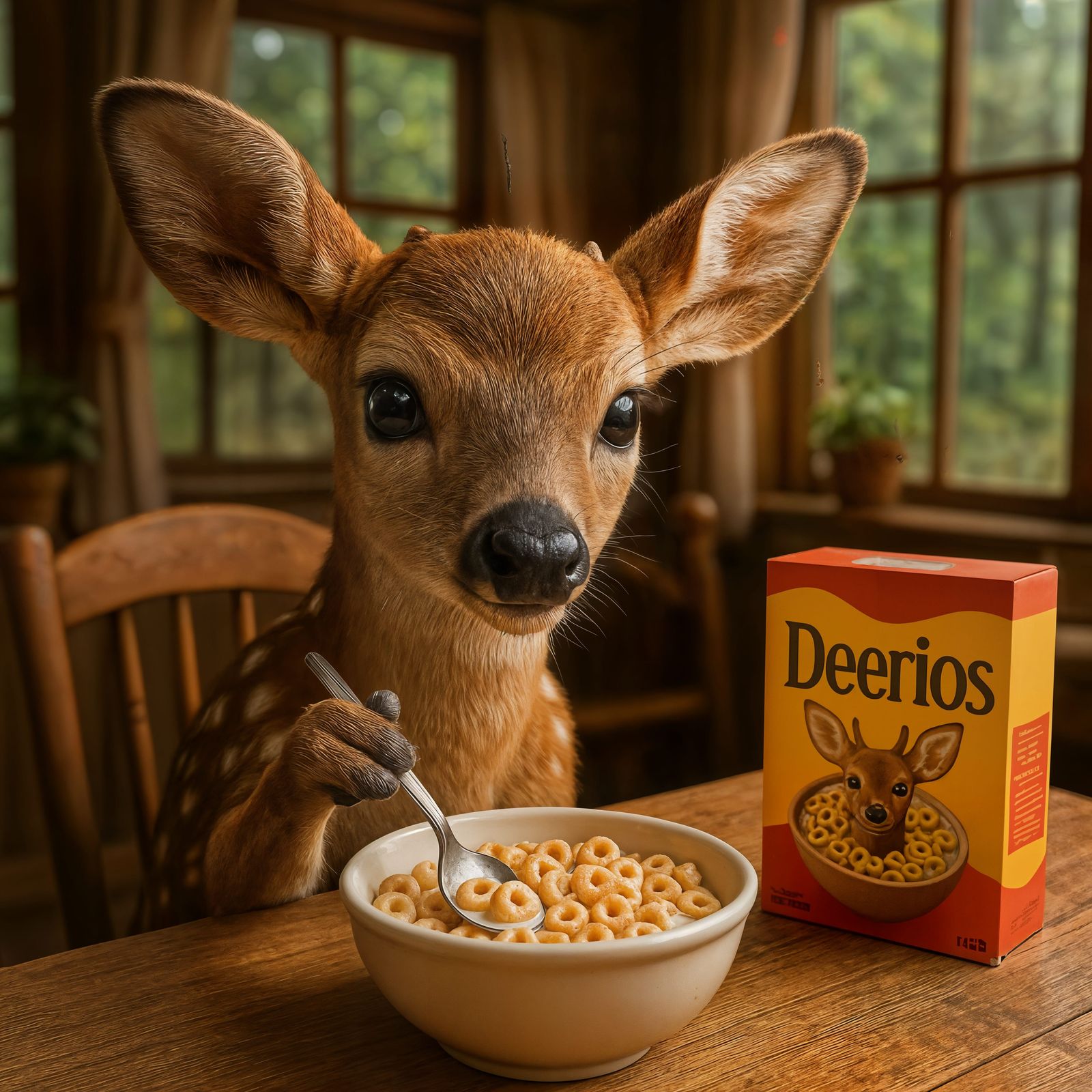 Adorable CGI Deer Enjoys Cereal