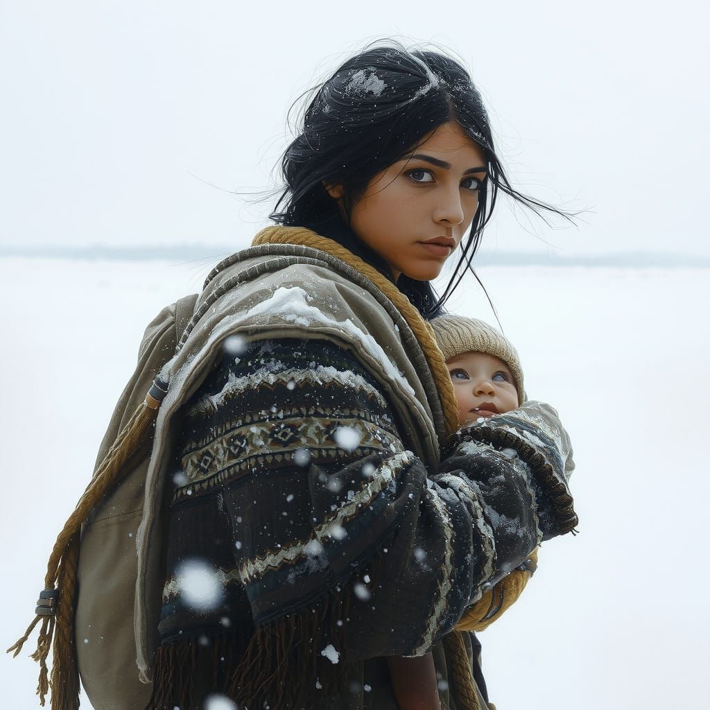 A Sioux Woman Braves the Blizzard with Unwavering Love for H...