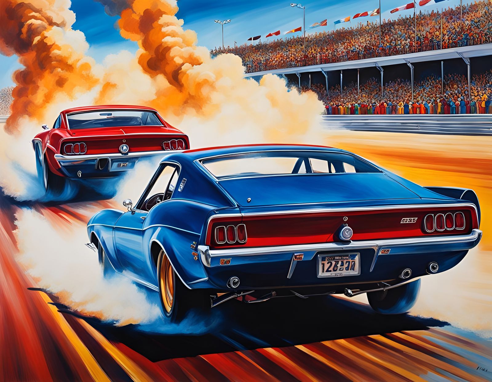 Intense Drag Race Action Painting