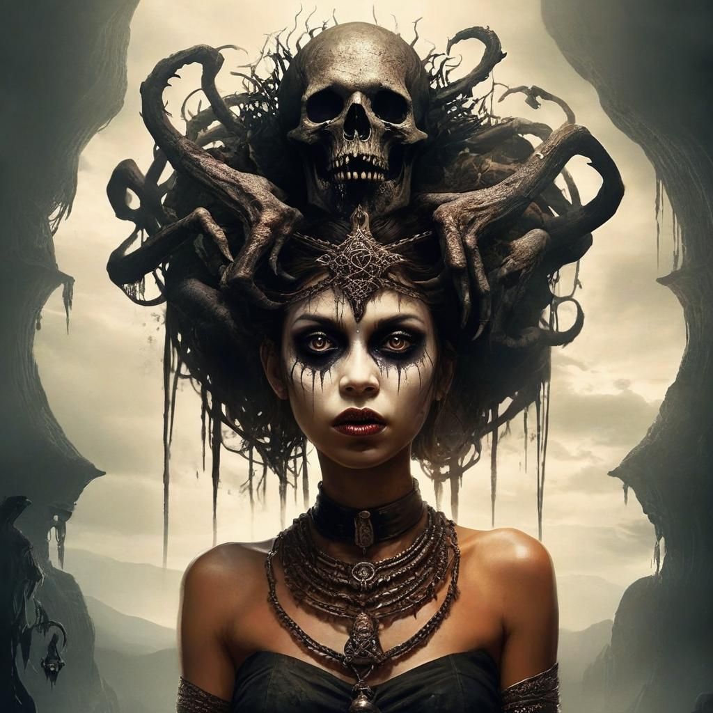 Ominous Dark Fantasy Landscape with Dark Magic