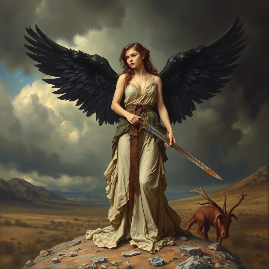 Angel of Desolation in Lush Realism