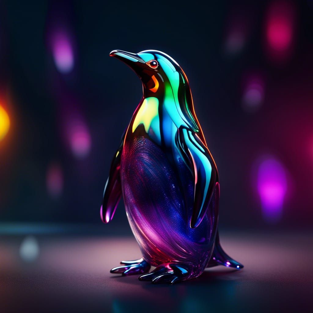 Jewel-Toned Blown Glass Penguin Concept Art