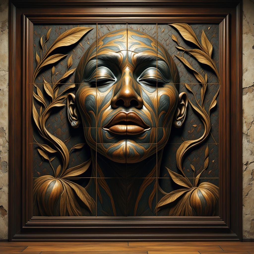 Dark Surrealism Mural in Photorealistic Style with Fine Pain...