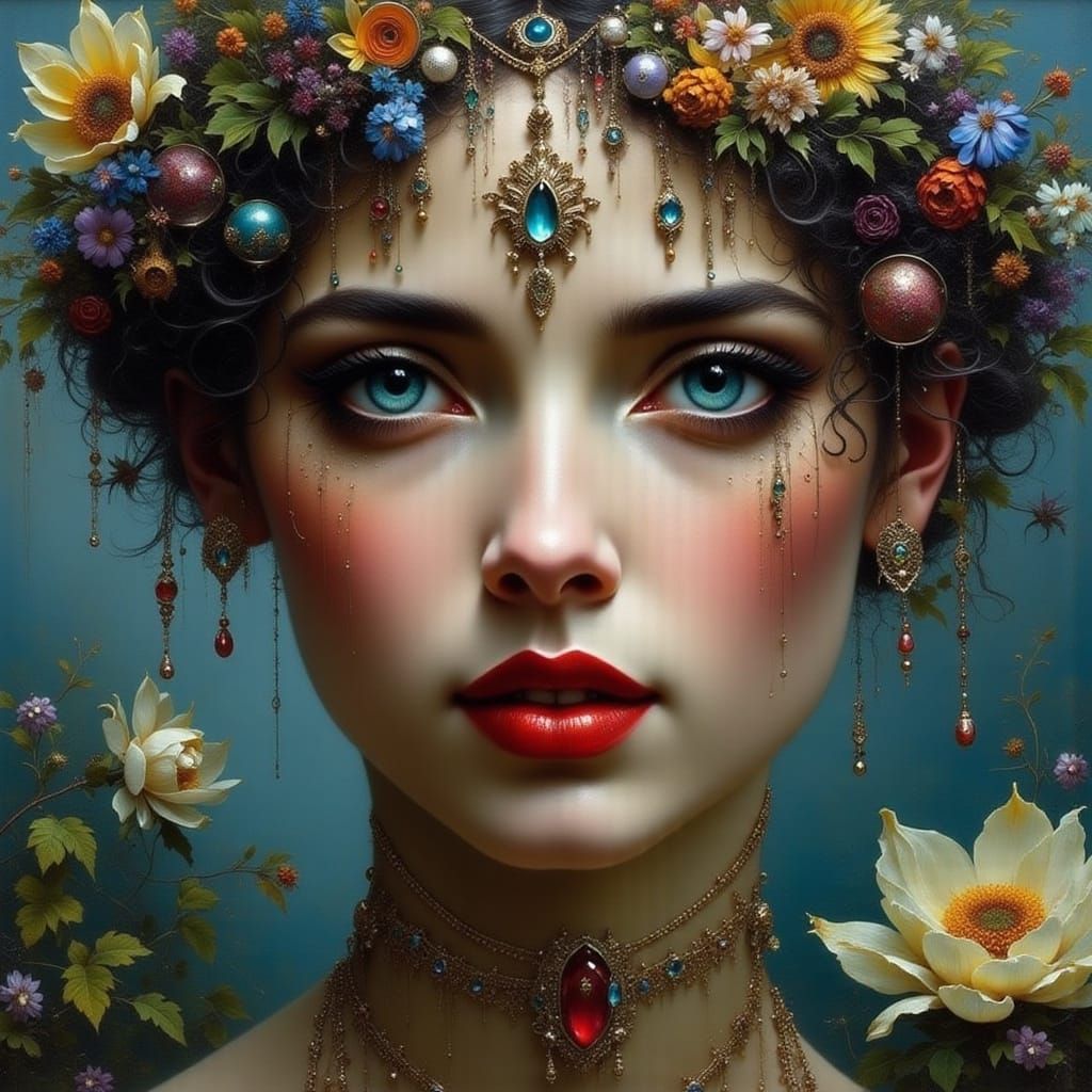 Blue Spanish Eyes Shedding Tears