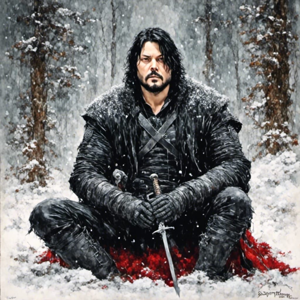 Jon Snow Portrait in Retro Rockabilly Style