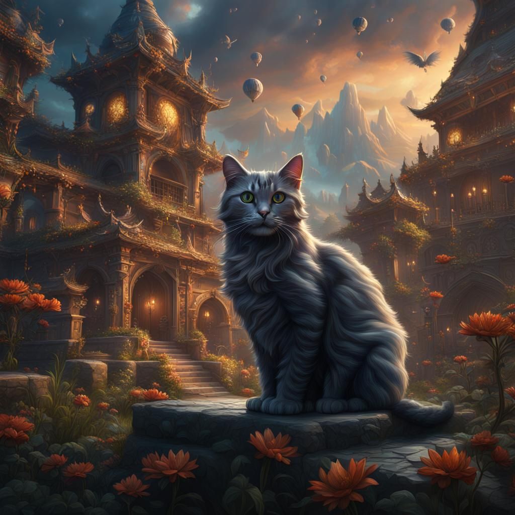 Detailed Fantasy Cat Concept Art