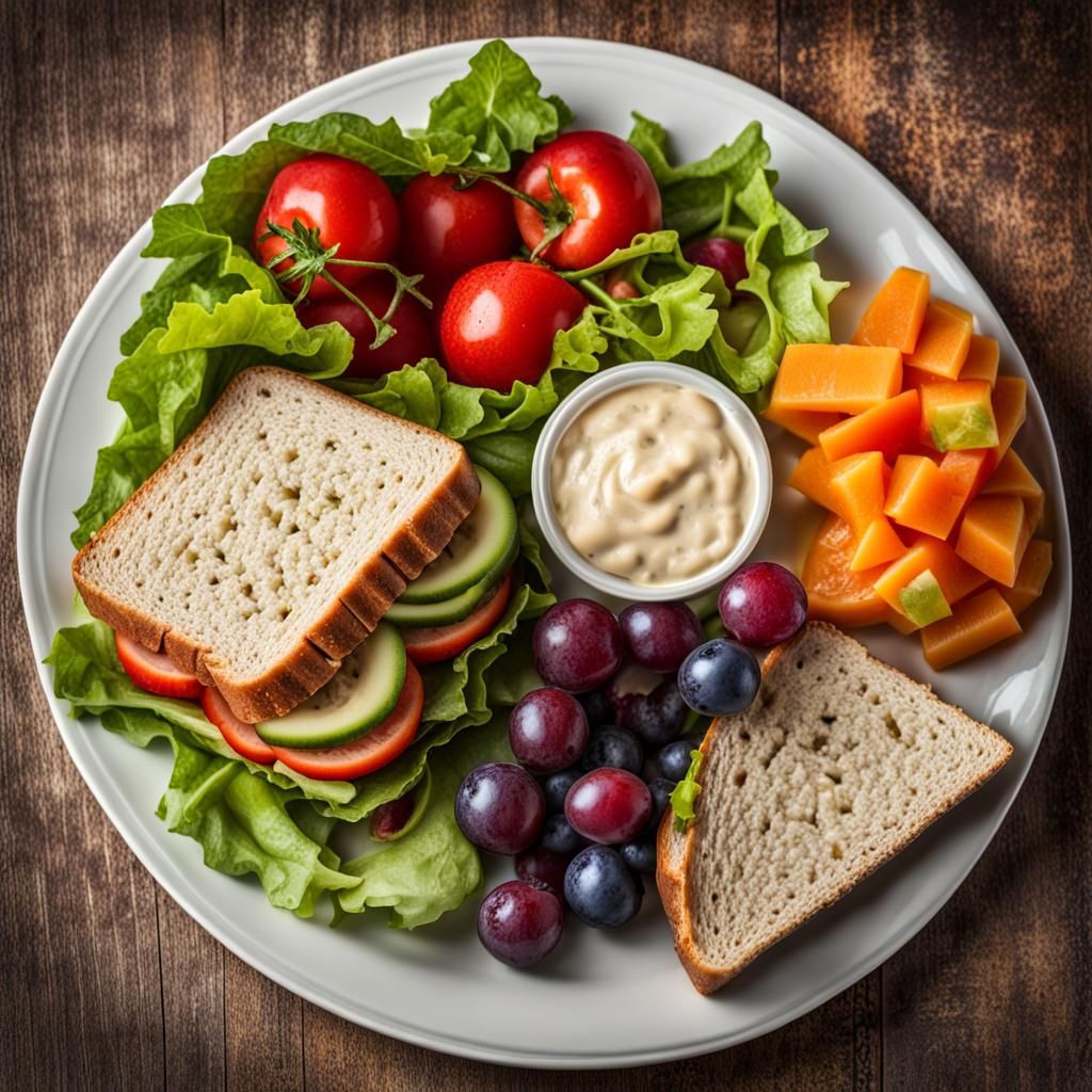 Healthy Lunch Plate with Hyperrealistic Details
