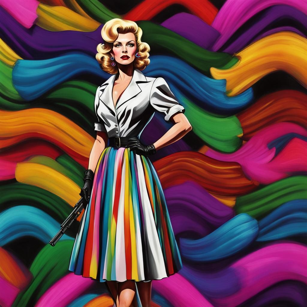 Colorful Film Noir Detective with Big Guns