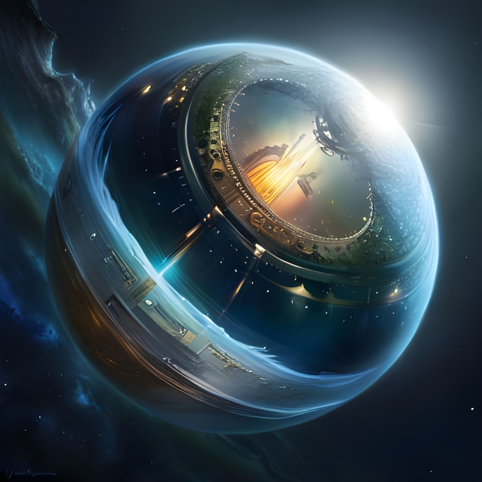 Colorful Fantasy Orb in Space, Detailed Digital Art