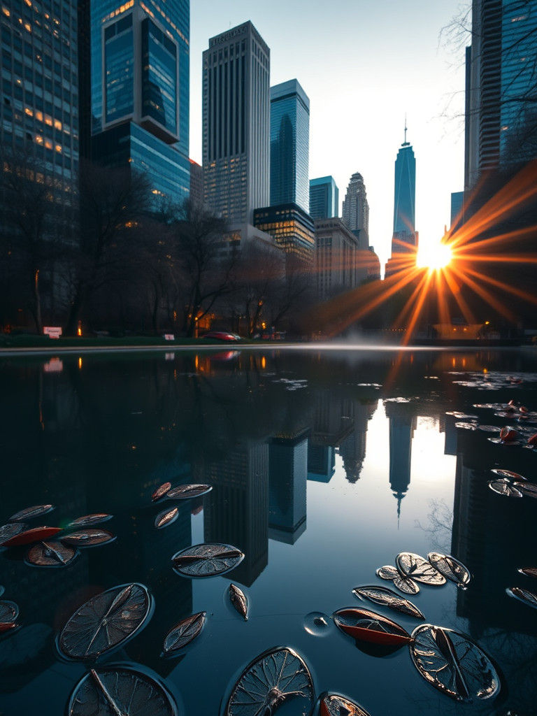 Pre-Dawn Reflections in Central Park Pond
