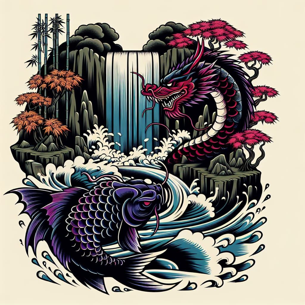 Koi Fish Transforming into Dragon: Japanese Tattoo Art