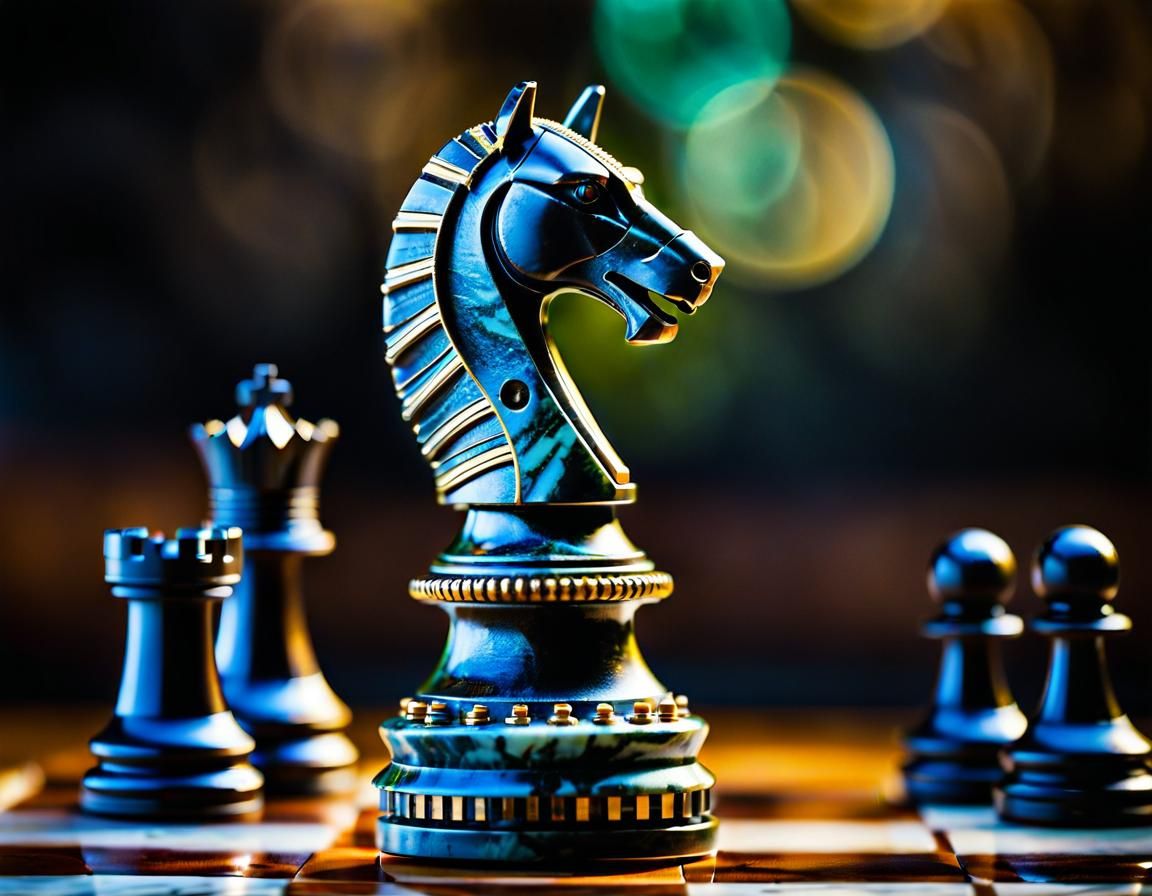 Steampunk Rook on Marble Chess Board