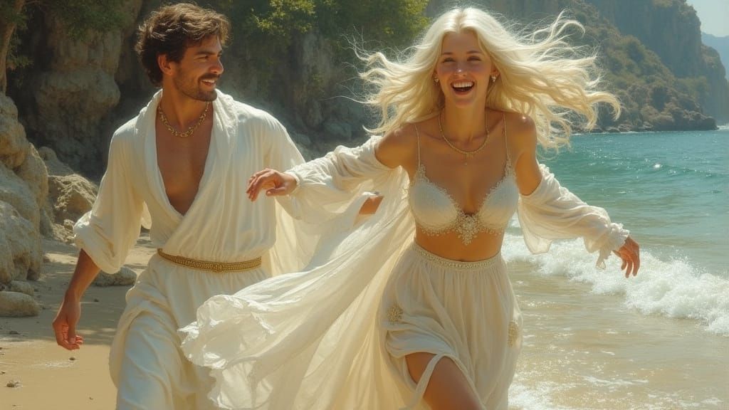 Classical Beauty: Woman in White Robes