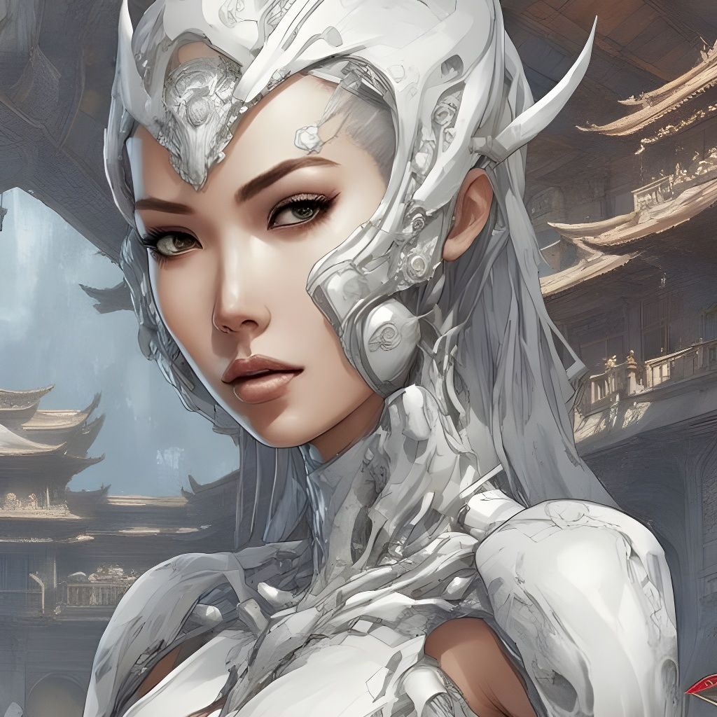 Alien Girl Portrait with Porcelain Skin