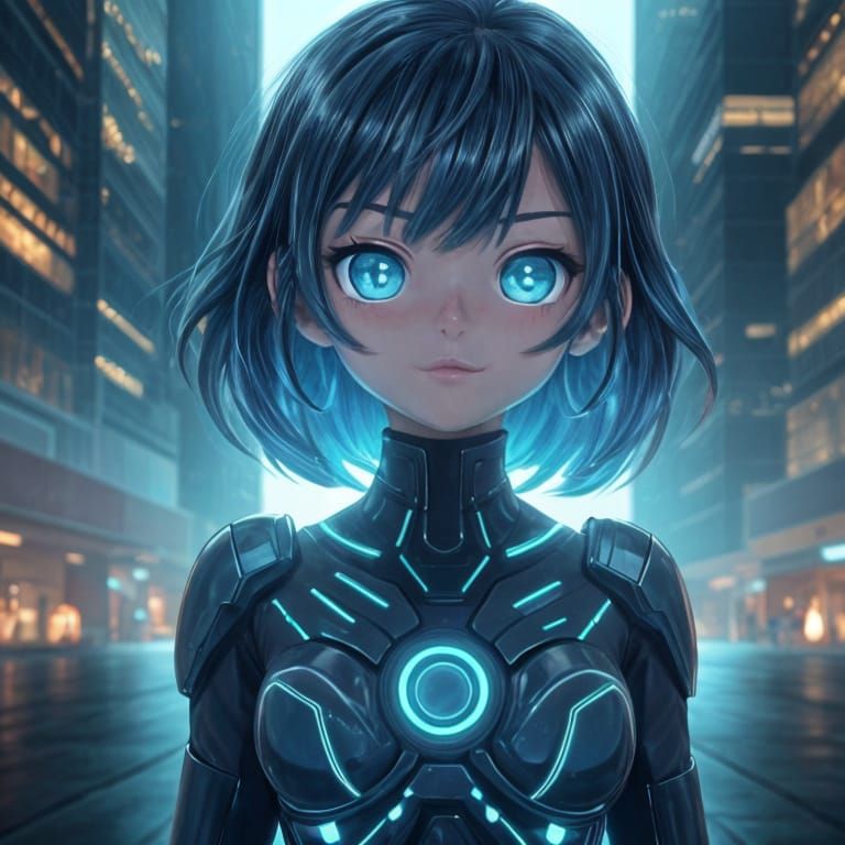 Cyber Princess Warrior in Vibrant Anime Style