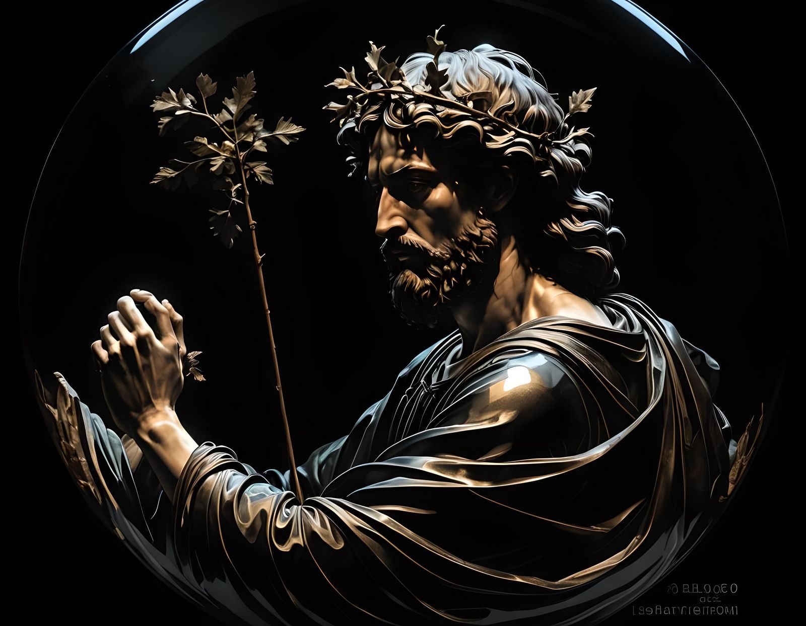 St. John the Baptist: Caravaggio-Inspired Glass Portrait