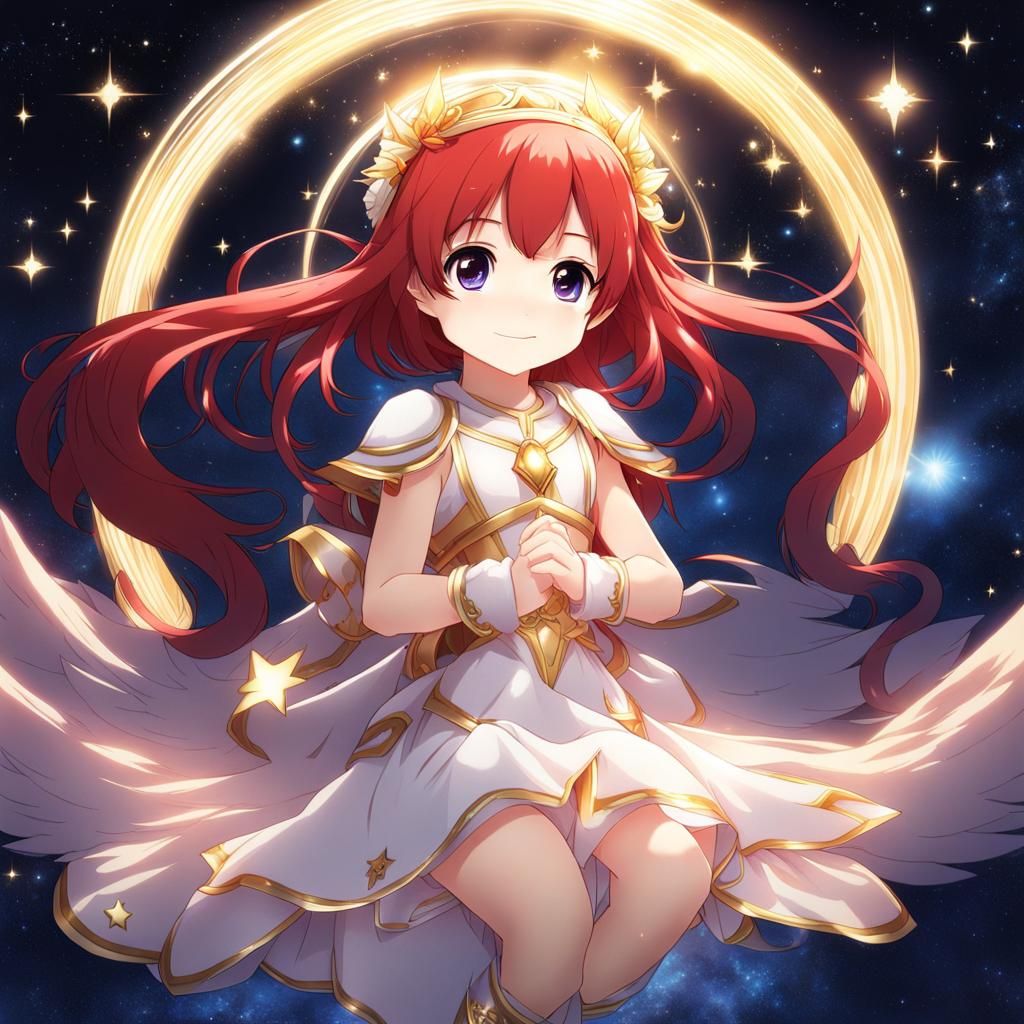 Chibi Angel Girls in Starry Dreamscape