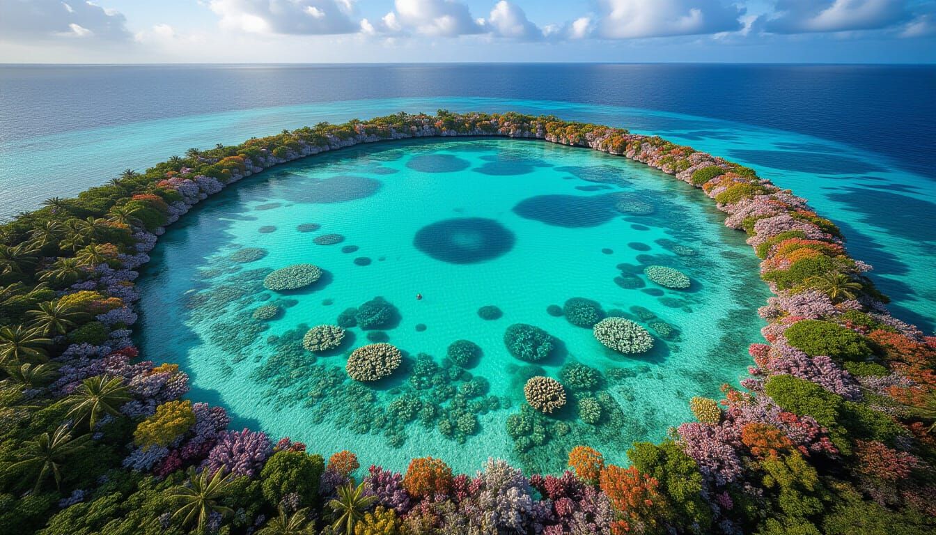 Vibrant Coral Atoll in Tropical Ocean