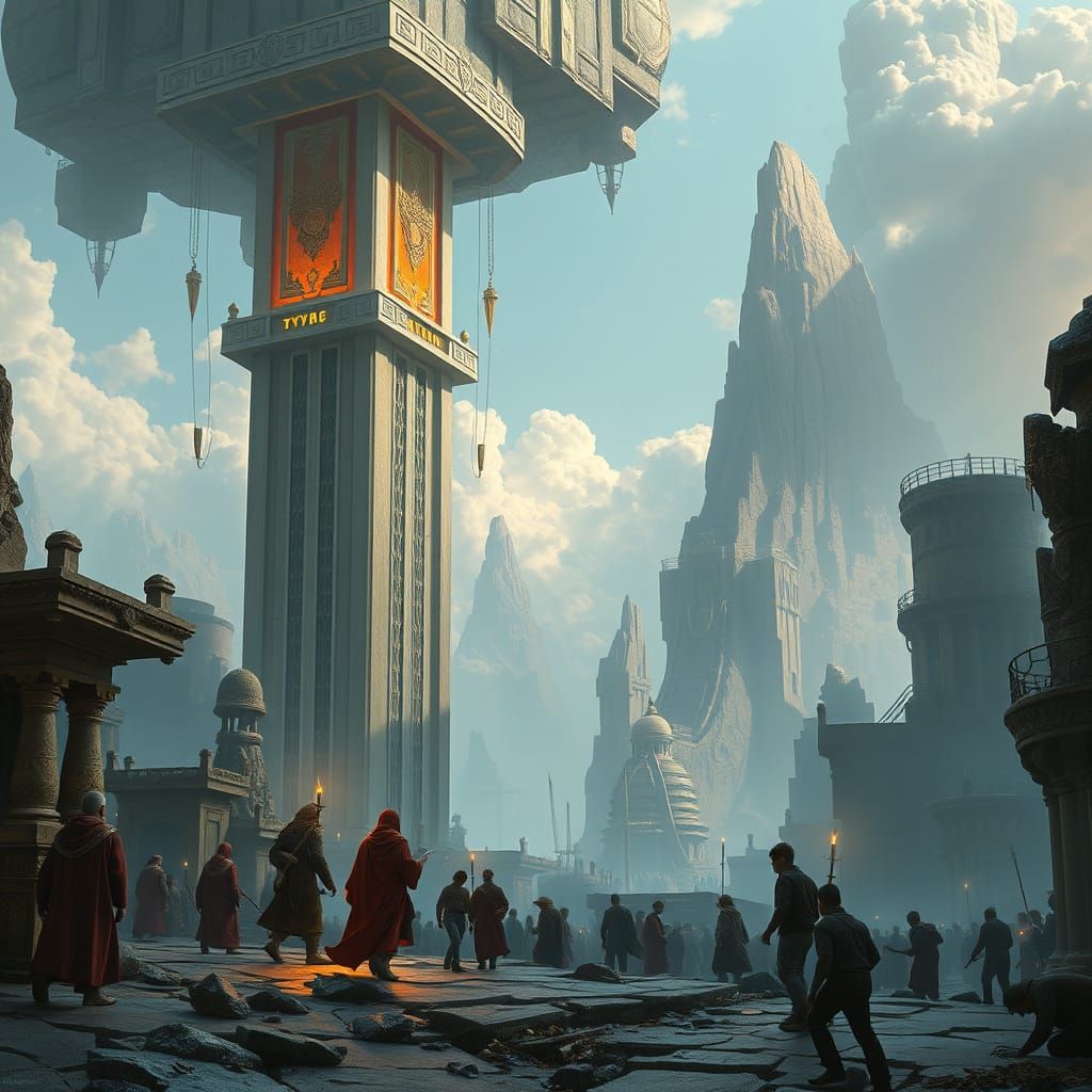 Majestic Anti-Gravity Temple with Hanging Pillar