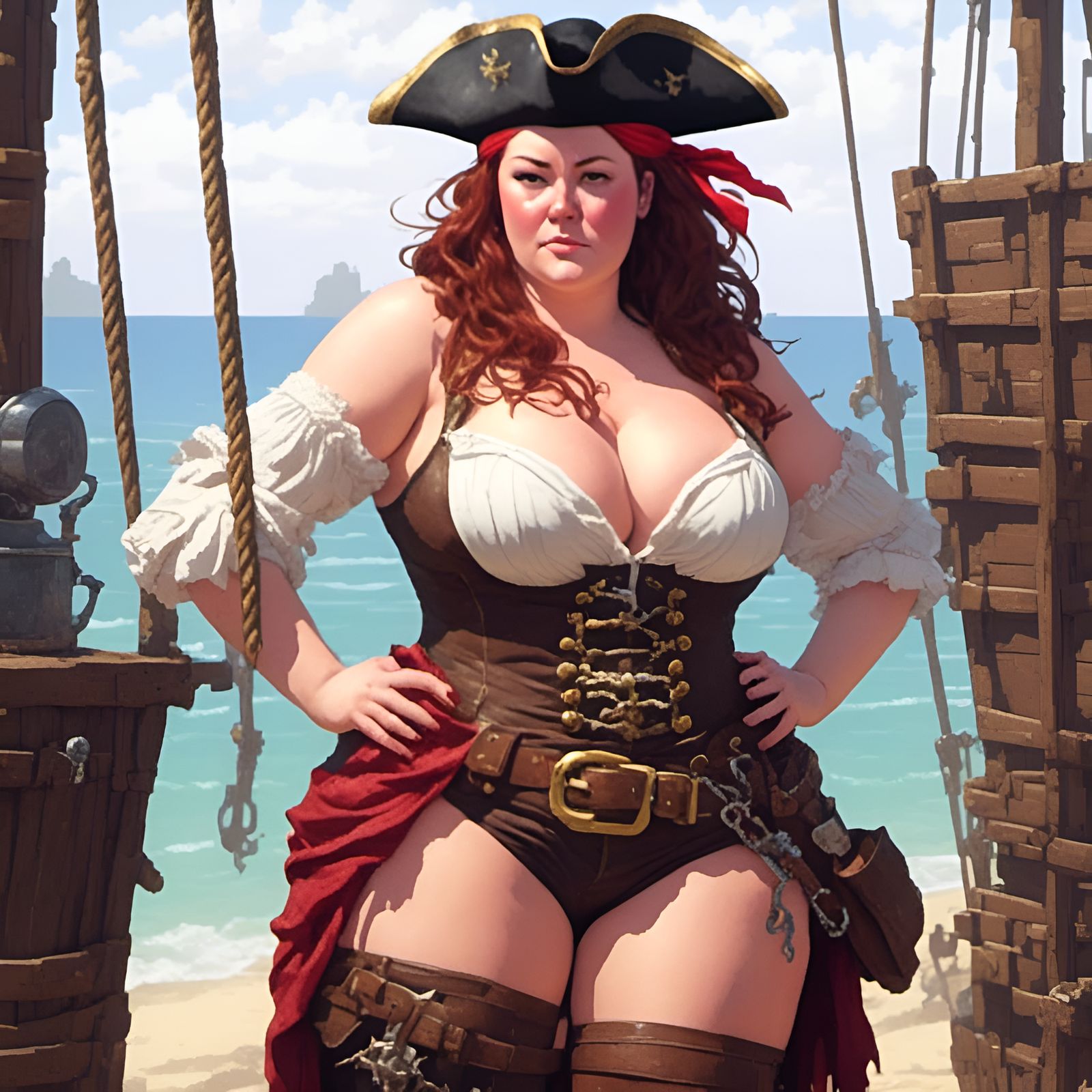 A Plump Brunette Pirate Maiden