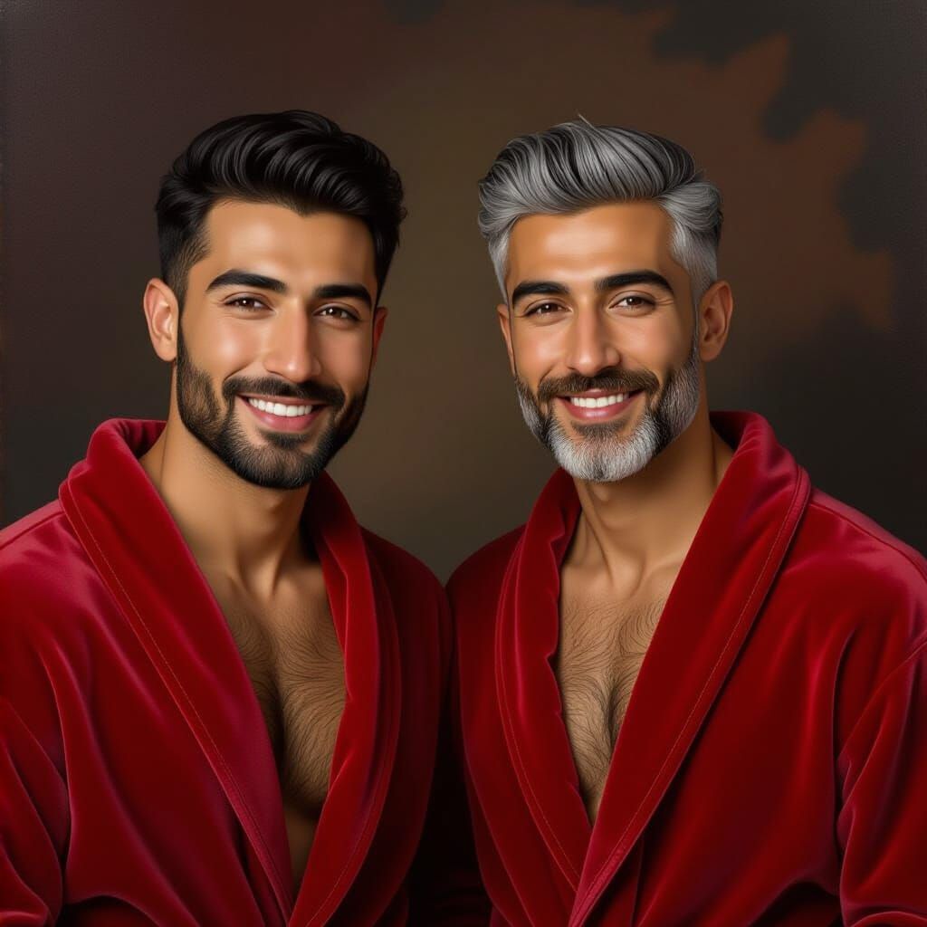 Handsome Iranian Men in Velvet Bathrobes