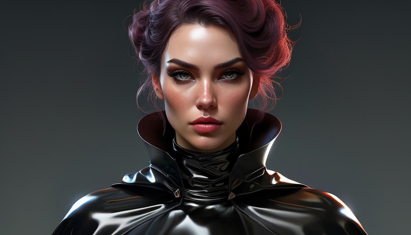 Dominant Woman in Latex: Hyperdetailed Digital Portrait