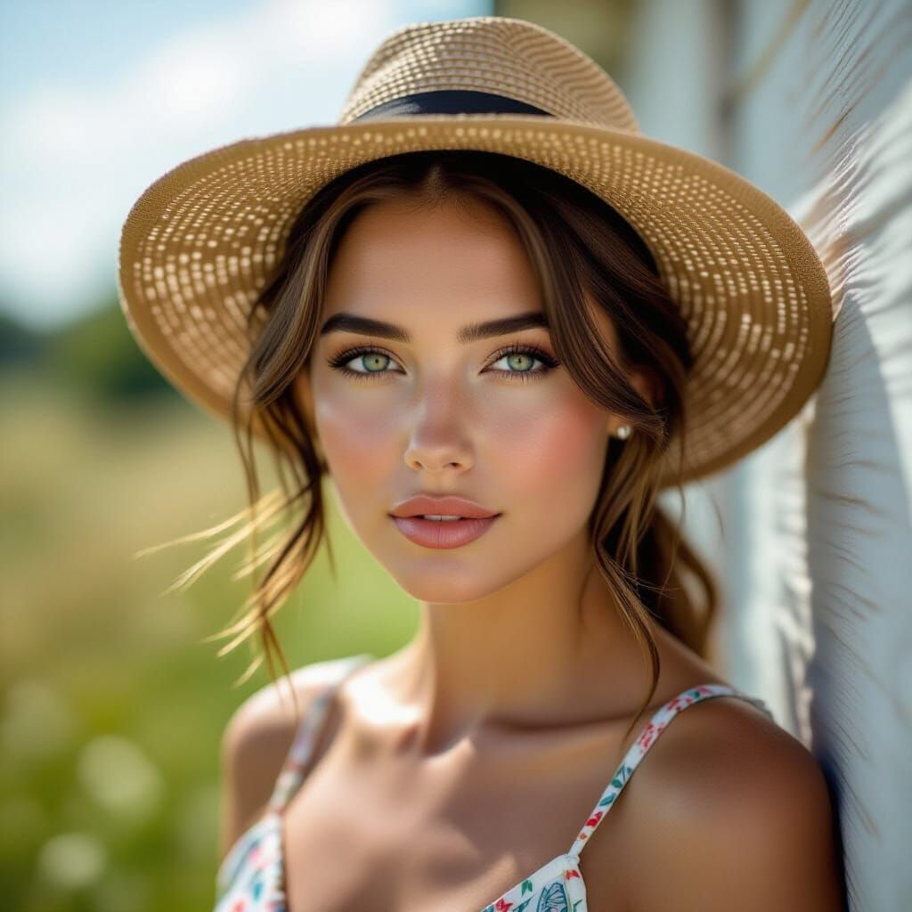 Hyperrealistic Image of Actress Victoria in Summer