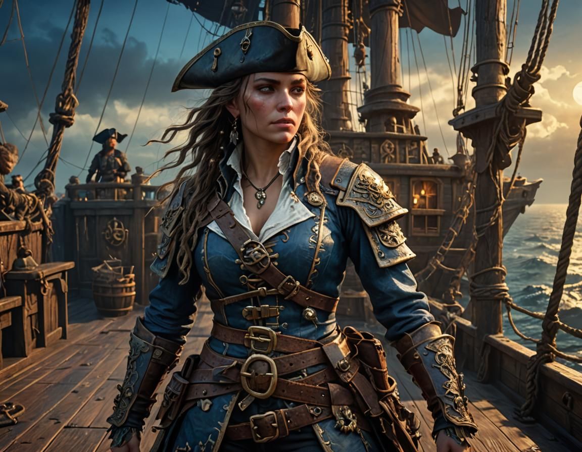 Scary Female Pirate Concept Art in High Fantasy Style