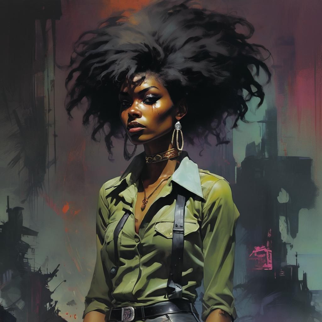 Surreal Punk Goddess in Dark Retro Style