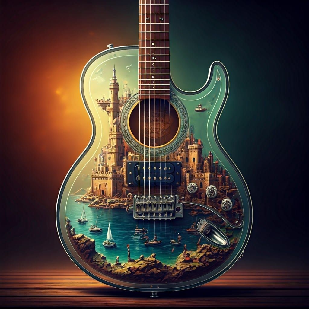 Guitar Cityscape: Harmonious Metropolis Within