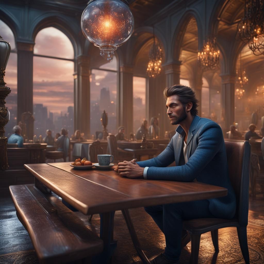 Fulfilled Man in Eco-City: Hyperreal Matte Painting