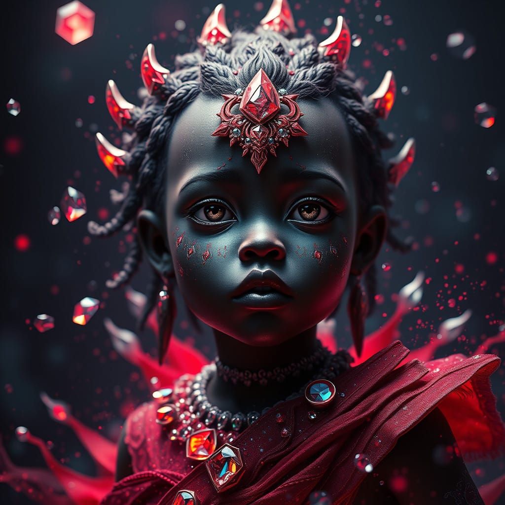 Ebony Child of Shimmering Jewels