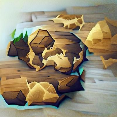Low Poly Wooden World Map