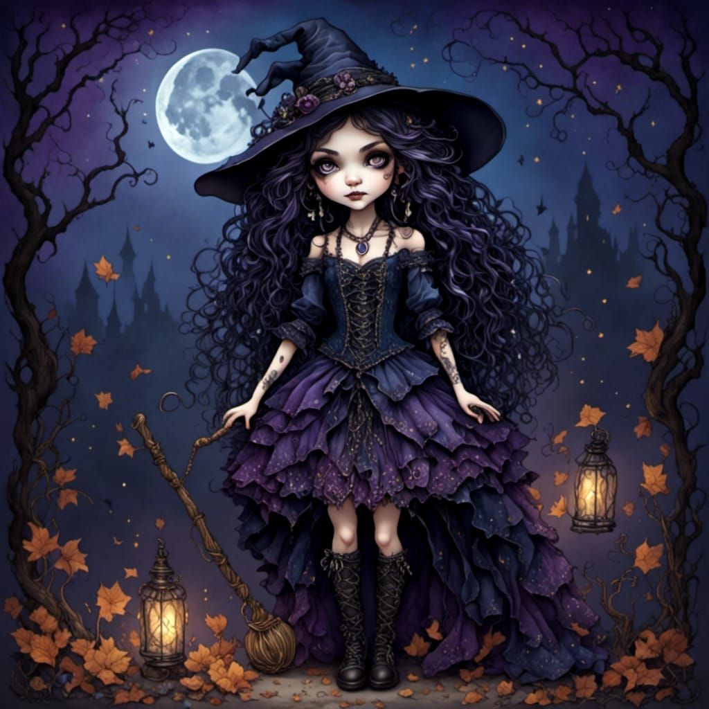 Chibi Witch at Twilight in Zentabulous Style