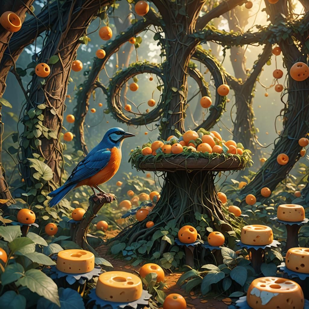 Bird in the Cheese Forest: Detailed Matte Painting