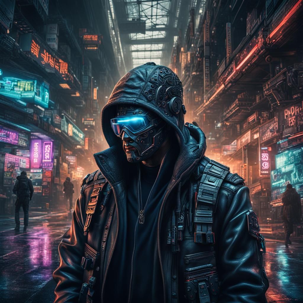 Hyperrealistic Cyberpunk Character Portrait in High Definiti...