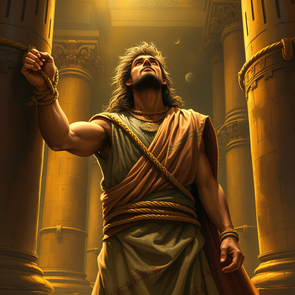 Samson's Faith: Dramatic Biblical Illustration